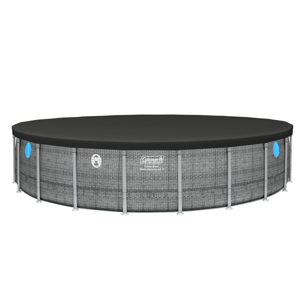 Coleman Power Steel 22’x52” Metal Frame Above Ground Pool w/ Pump, Ladder, & Cover, Gray