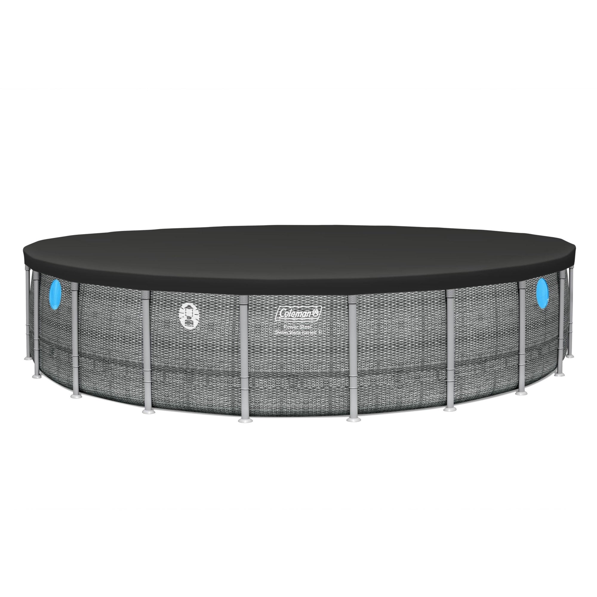 Coleman Power Steel 22’x52” Metal Frame Above Ground Pool w/ Pump, Ladder, & Cover, Gray
