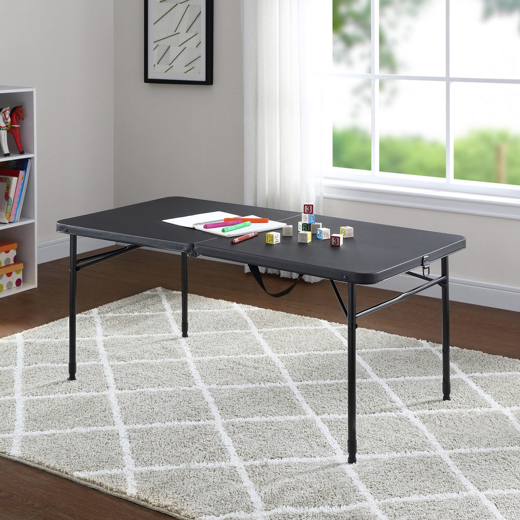 Mainstays 4' Adjustable Height Centerfold Folding Table, Black