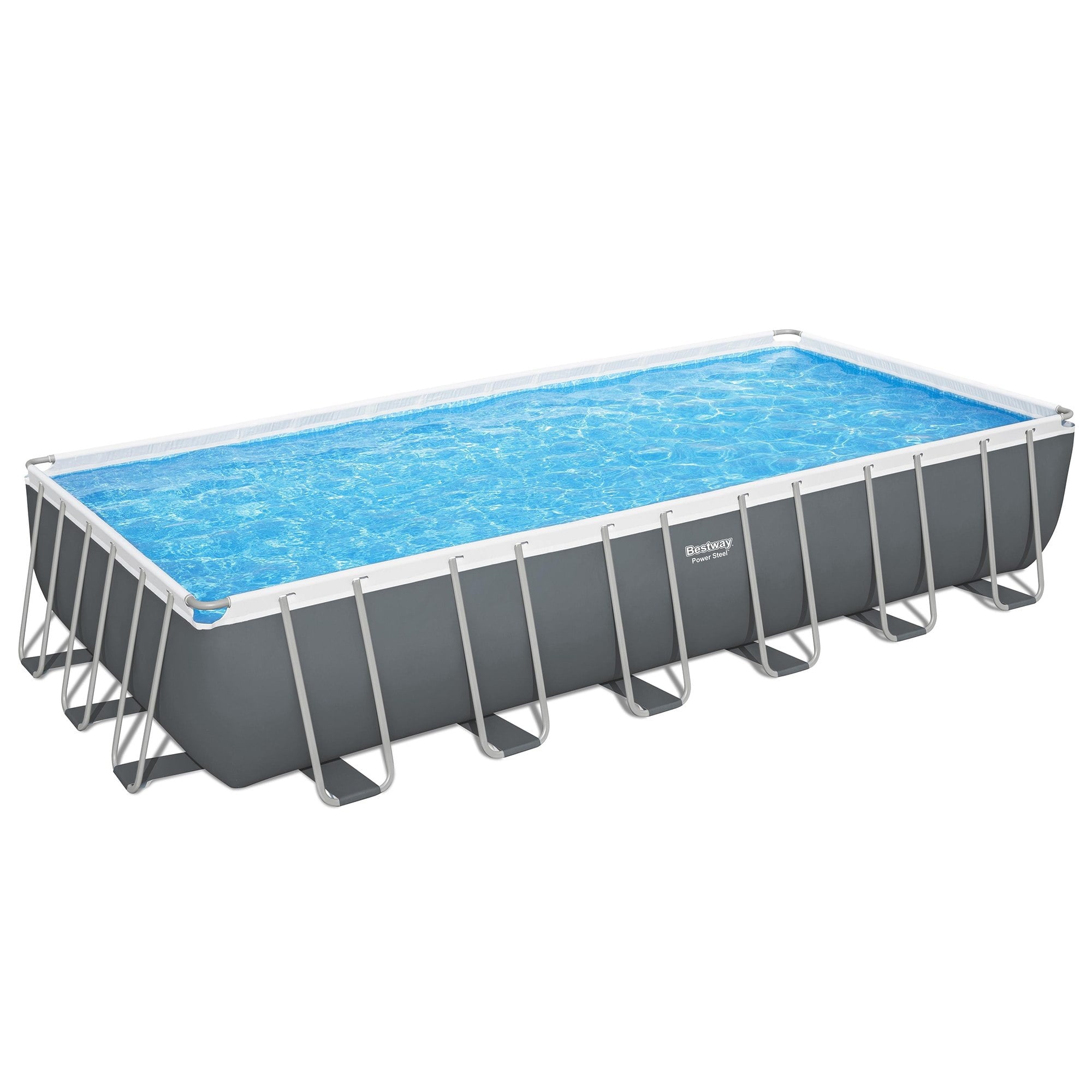 Bestway: Power Steel - Rectangular Swimming Pool Set - 24' x 12' x 52, Above Ground, Tritech Construction, Filter Pump, Ladder & Cover, 7937 Gal.