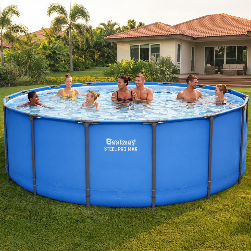 Bestway Steel Pro MAX 15’ x 48 Metal Frame Above Ground Pool, Blue, POOL ONLY