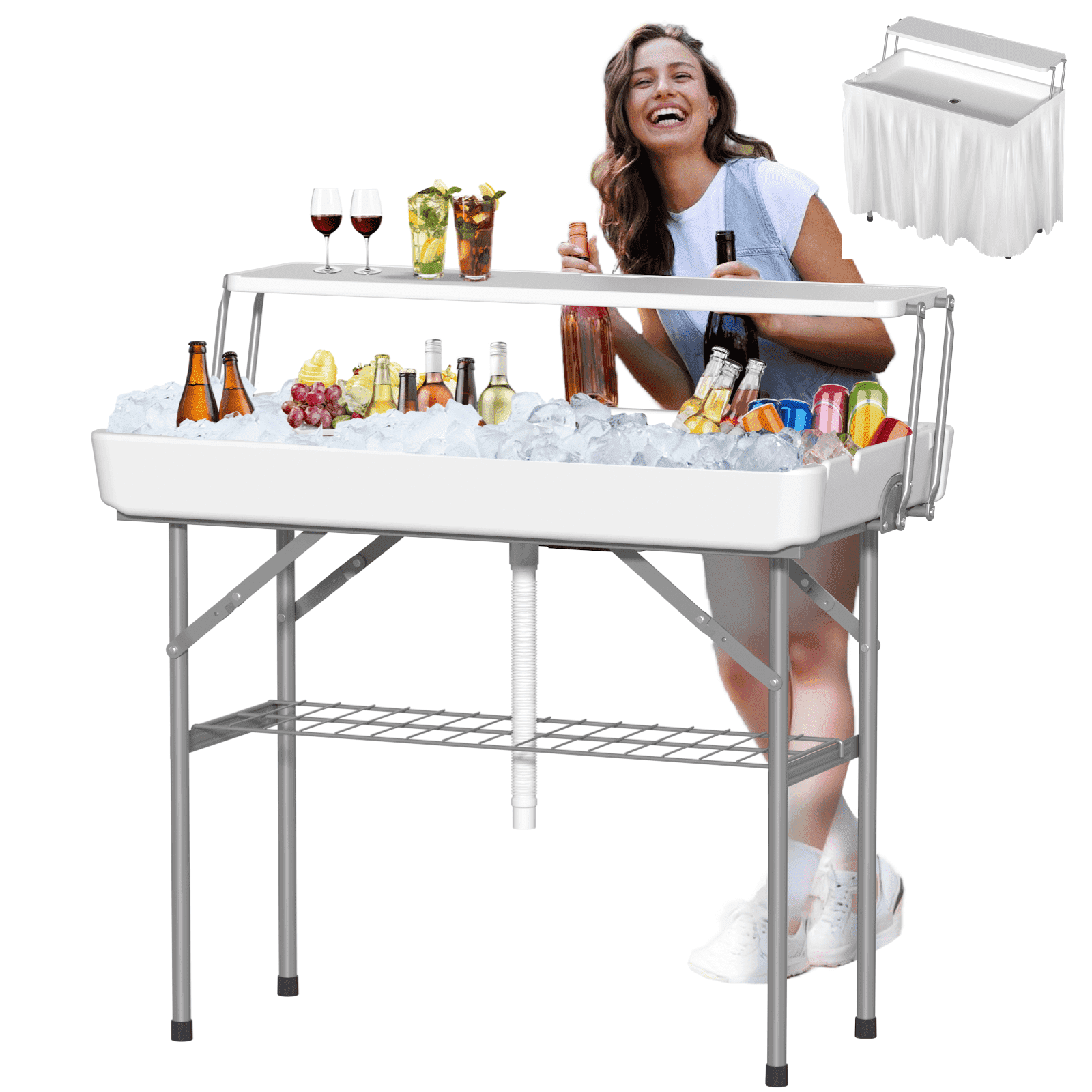 EVOKEDEN 42.5 Fish Cleaning Table w/ Sink, Folding Camping Table & Fish Cleaning Station w/ Measure Mark