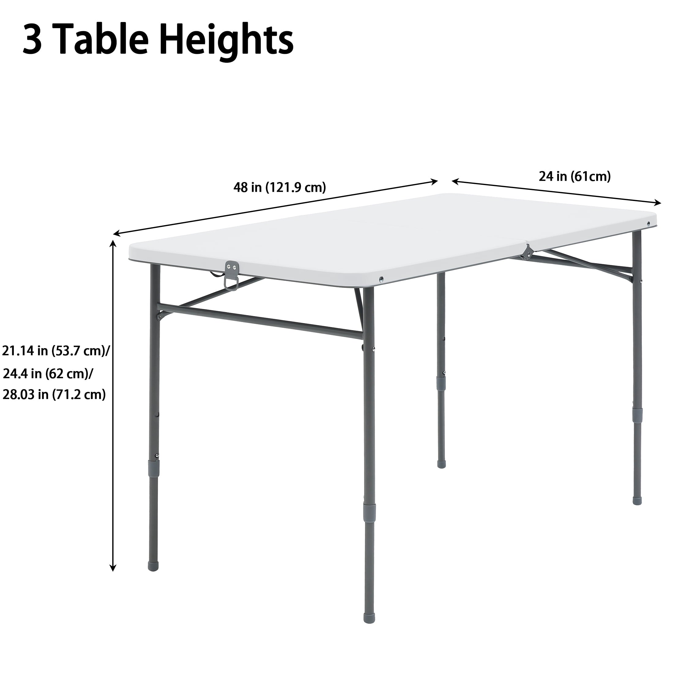 Mainstays 4' Adjustable Height Centerfold Folding Table, Black