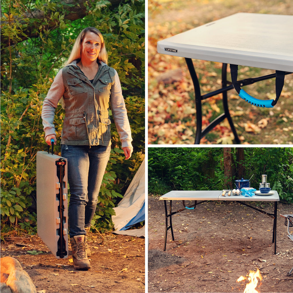 “Lifetime 5-Foot Fold-in-Half Table – Portable Indoor/Outdoor Utility Table for Camping, Events & Tailgating – Gray