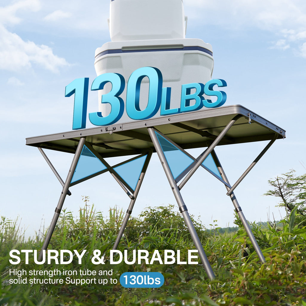 PORTAL Lightweight Folding Camping Table, Aluminum Roll Up Folding Square Table with Carry Bag for Picnic, Backyards, BBQ