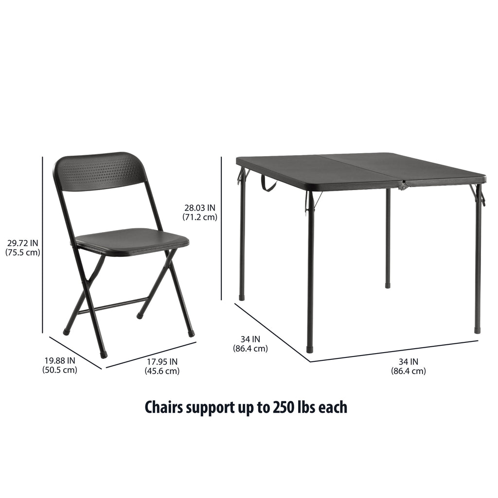 Mainstays 5-Piece 34 Square Centerfold Folding Card Table and 4 Folding Chairs Set, White
