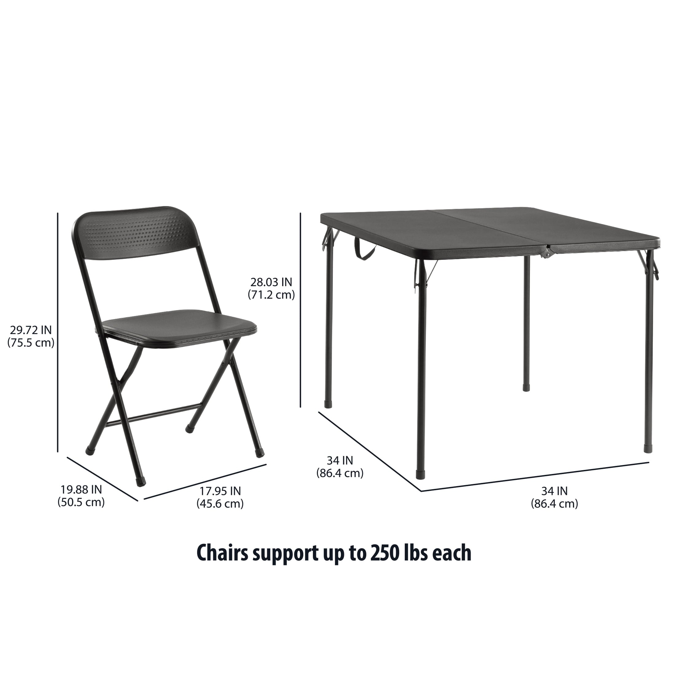 Mainstays 5-Piece 34 Square Centerfold Folding Card Table and 4 Folding Chairs Set, White