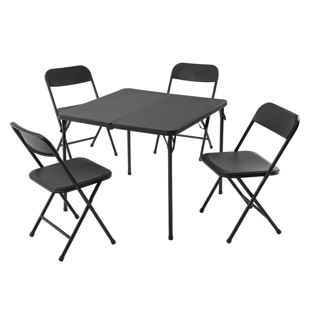 Mainstays 5-Piece 34 Square Centerfold Folding Card Table and 4 Folding Chairs Set, White