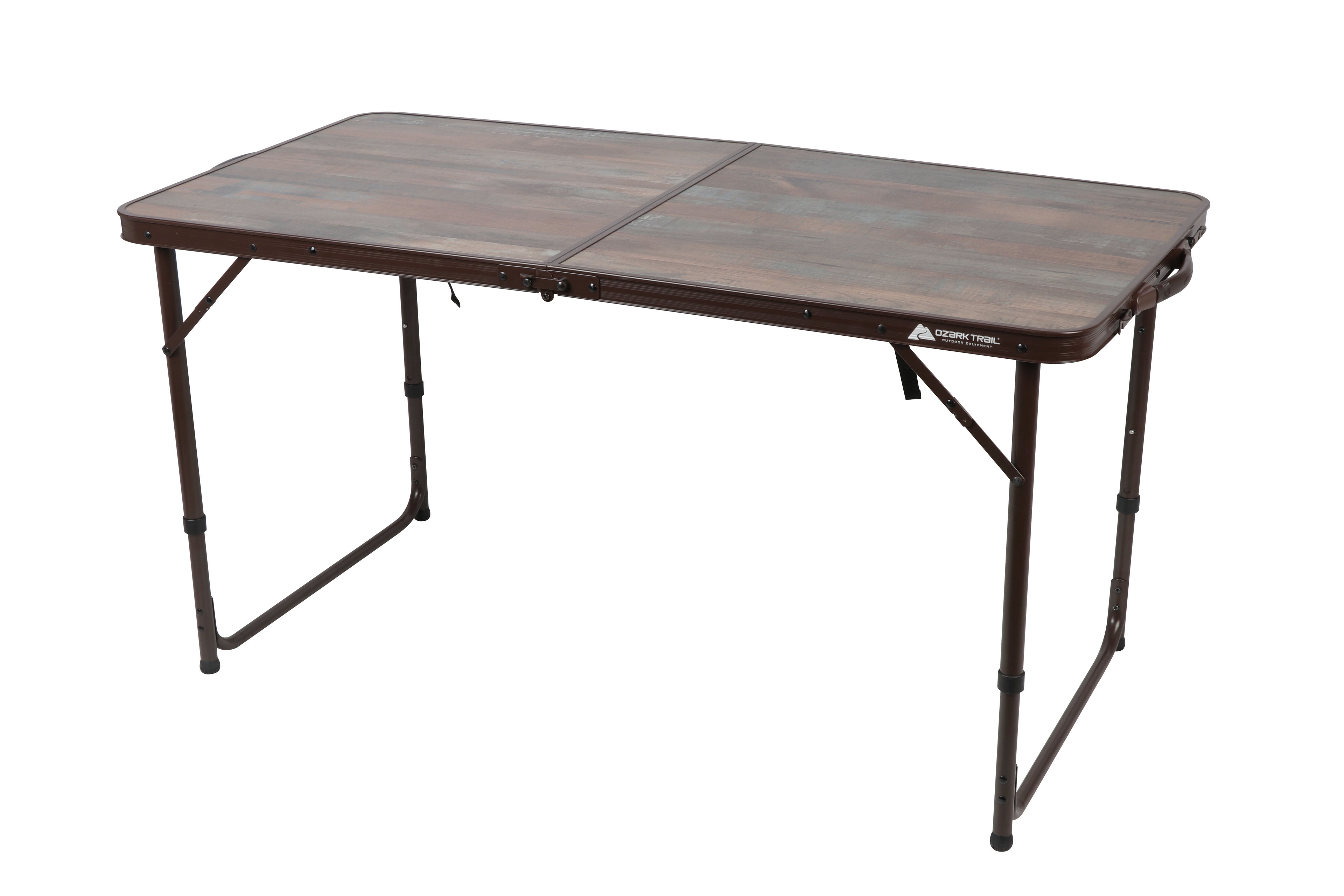 Ozark Trail Durable Steel and Aluminum Table and Stools, Open Dims 19.29x 24.6, Brown