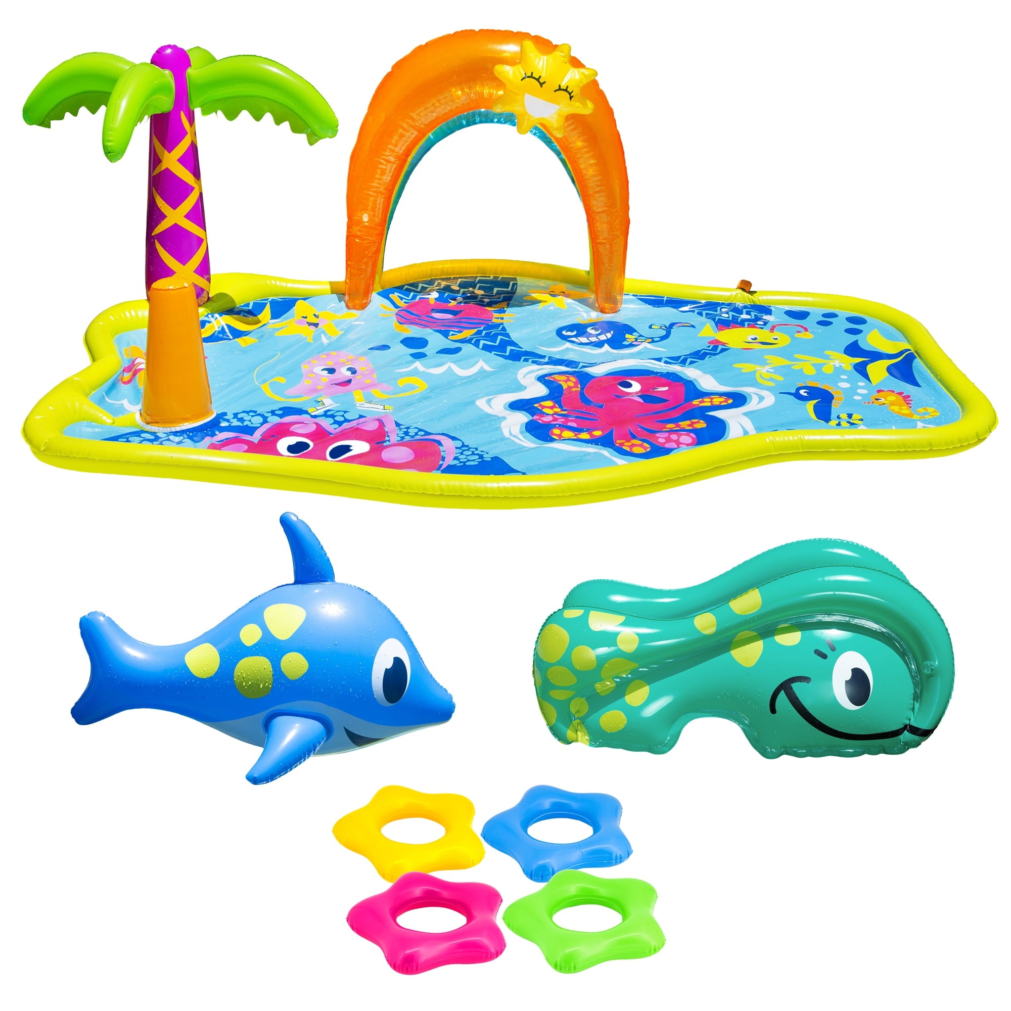 Banzai Jr. Splish Splash Inflatable Water Park for Toddlers - Includes Slide and Play Features