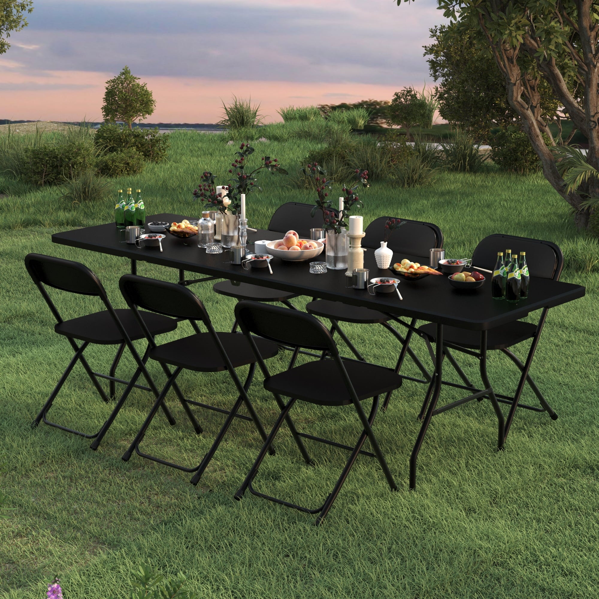 Leumius 6 Foot Folding Table,Fold-in-Half Plastic Table,Indoor Outdoor Picnic Party Dining Camp Tables,White