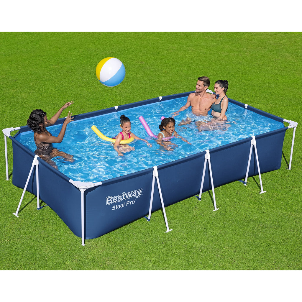 Bestway Steel Pro Rectangle Above Ground Pool Set, 12' x 6'7 x 26