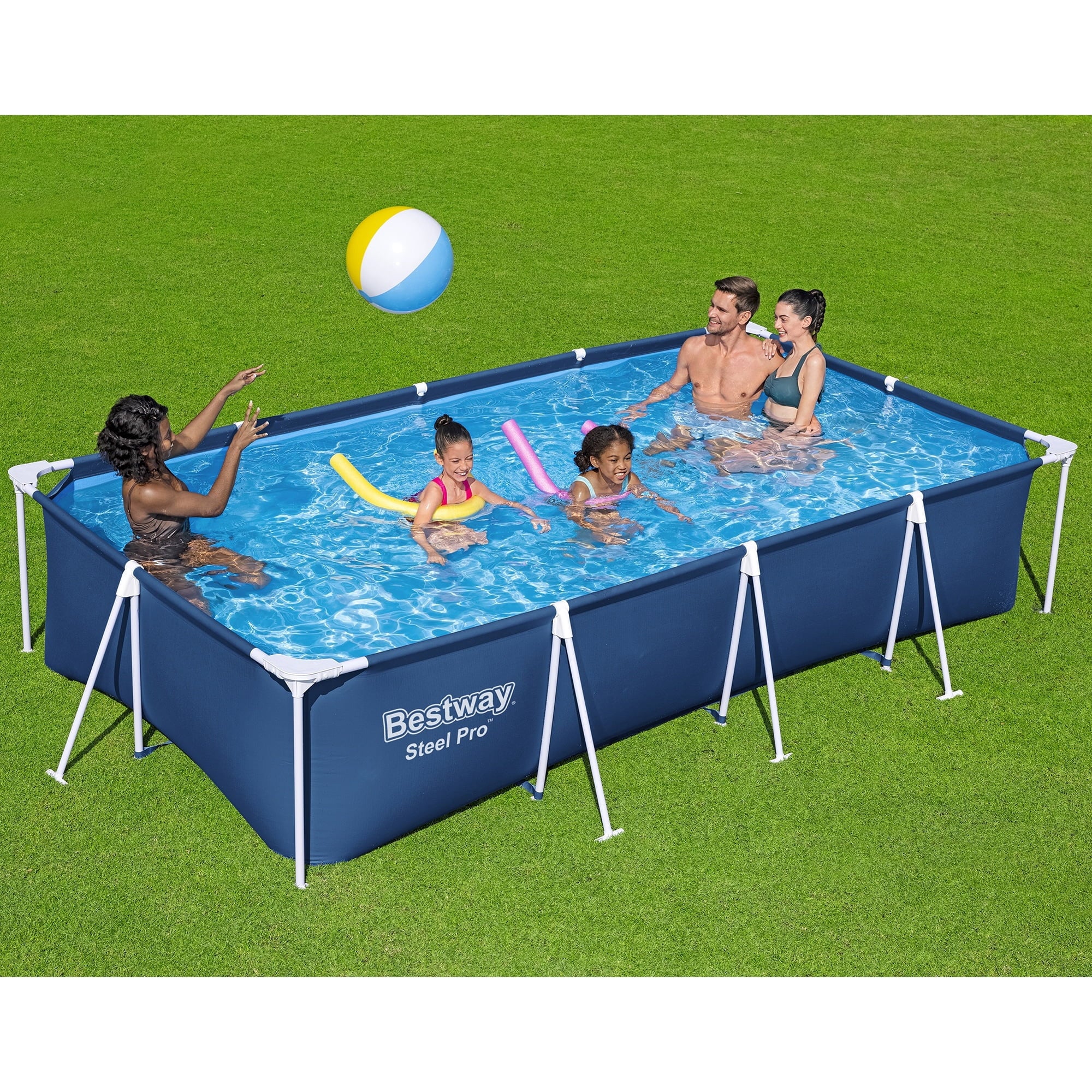 Bestway Steel Pro Rectangle Above Ground Pool Set, 12' x 6'7 x 26