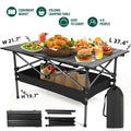 AMTPM Folding Camping Table Portable Outdoor Table(No Net Bag), Lightweight 0.5mm Steel Lightweight Camping Table,   for Indoor & Outdoor Picnic Hiking, Backpacking, Beach，37x 22