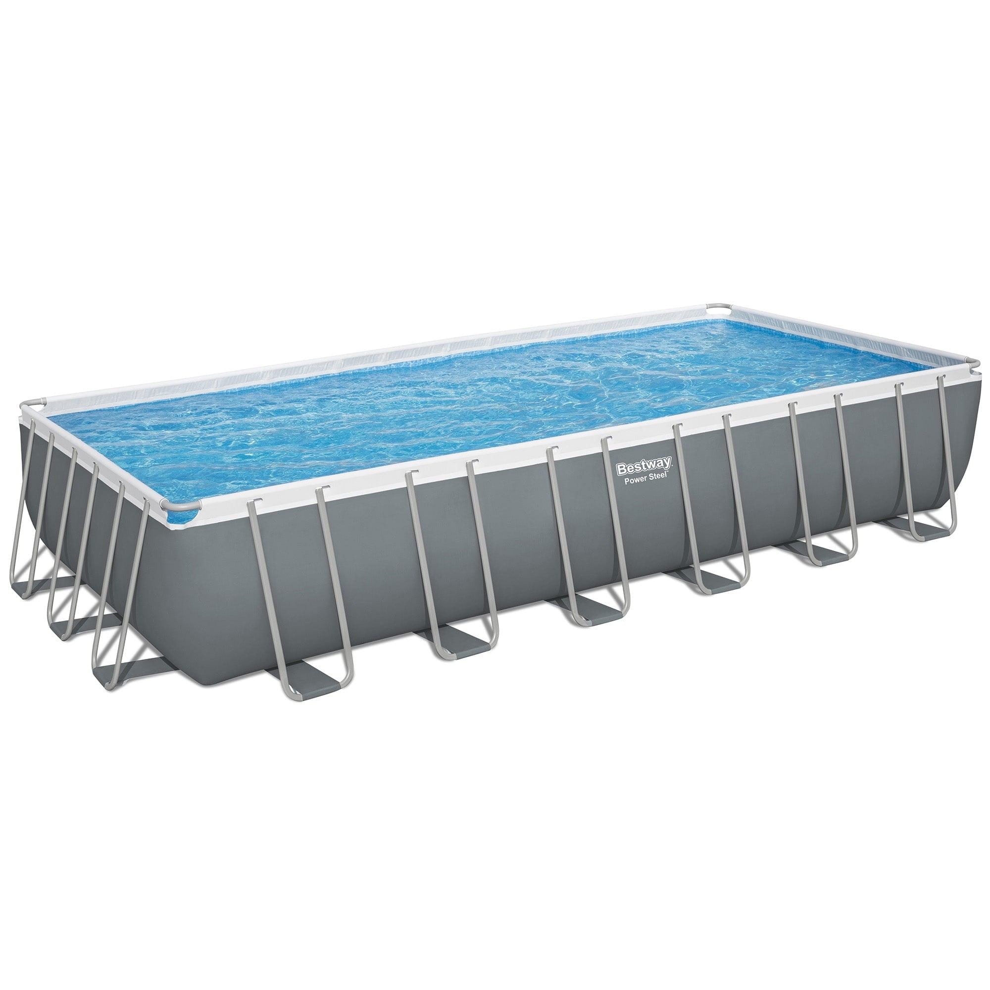 Bestway Power Steel 24’ x 12' x 52” Metal Frame Above Ground Pool, Gray