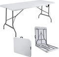 Blorly 6ft Folding Table, Outdoor Indoor Heavy Duty Portable Desk with Carrying Handle for Camping Picnic Party