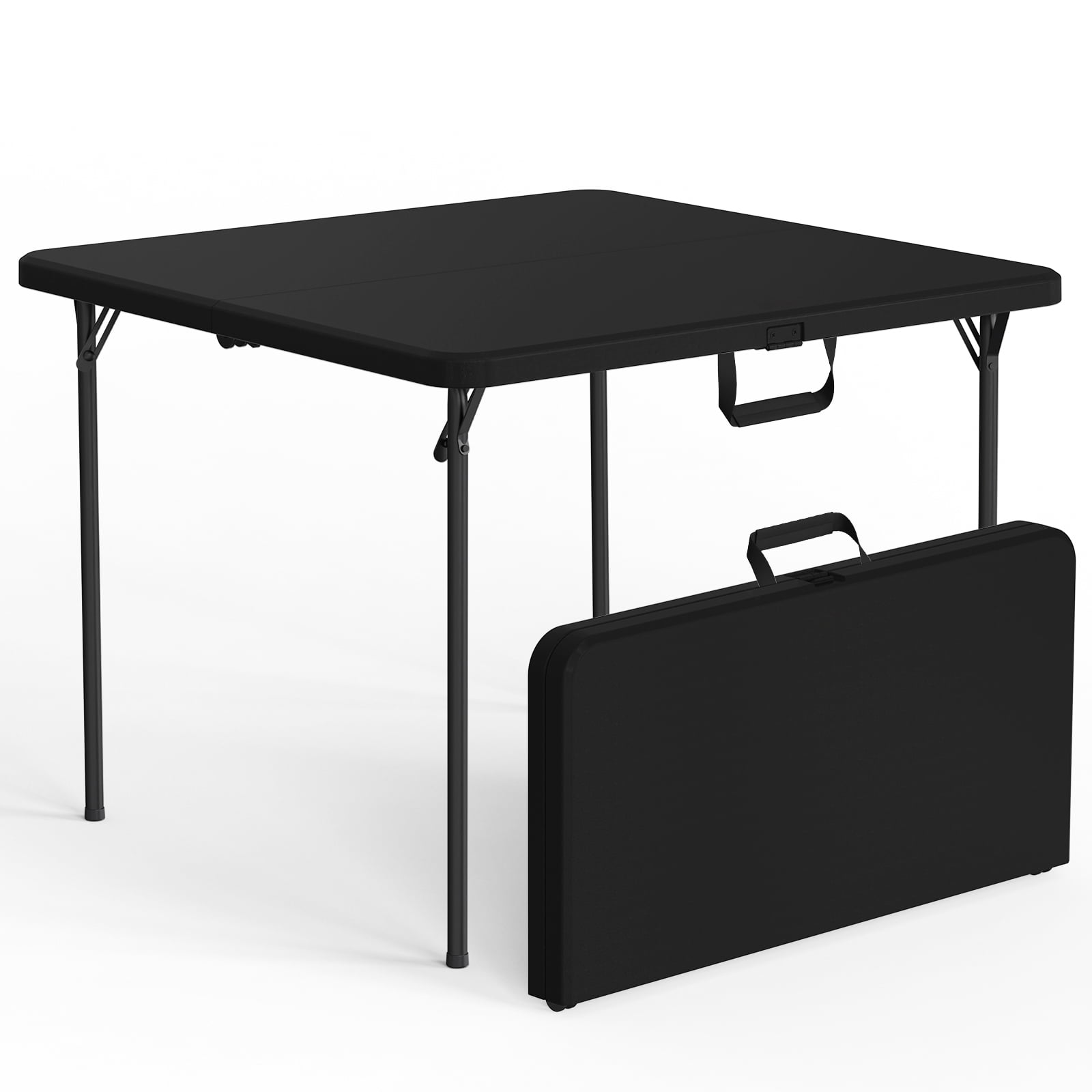 HaiCube 36-Inch Folding Table, Heavy Duty HDPE Portable Card Table, 300lb Capacity, No Assembly, Waterproof for Camping, Picnic, Party, White
