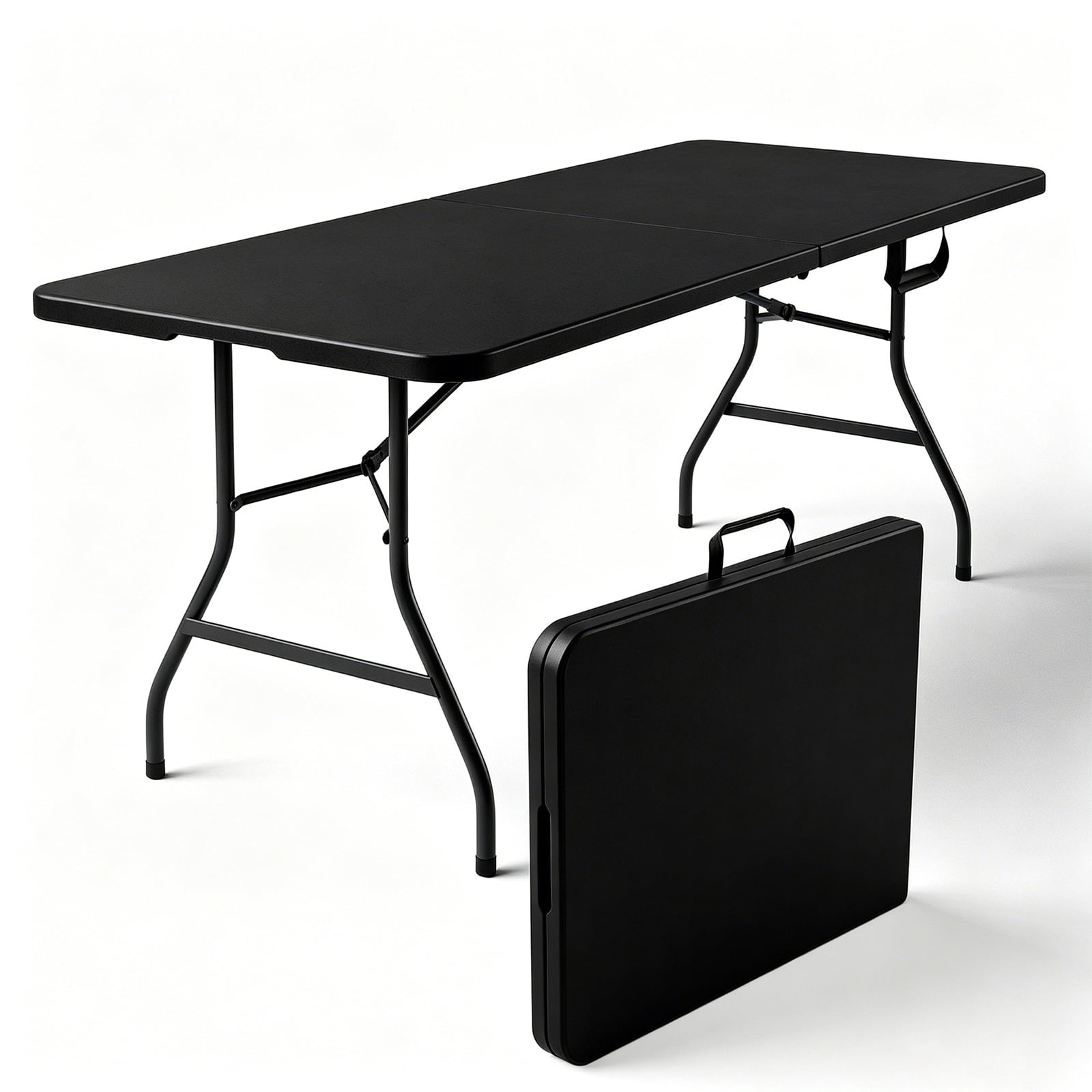 HaiCube 6FT Folding Table, Heavy Duty Portable Table, Waterproof HDPE, Foldable for Picnic, Party, Camping, Dining, BBQ, Indoor & Outdoor, White
