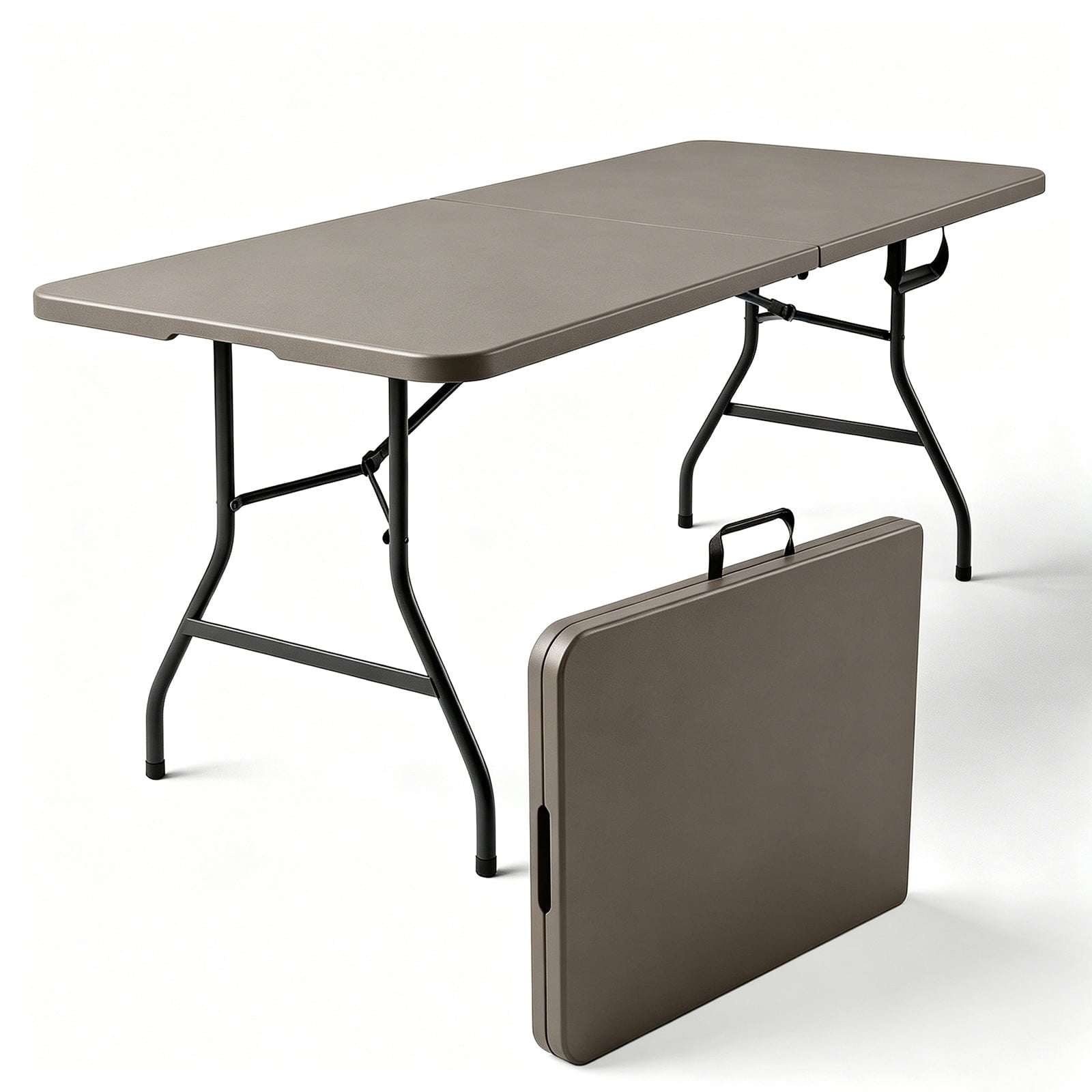 HaiCube 6FT Folding Table, Heavy Duty Portable Table, Waterproof HDPE, Foldable for Picnic, Party, Camping, Dining, BBQ, Indoor & Outdoor, White