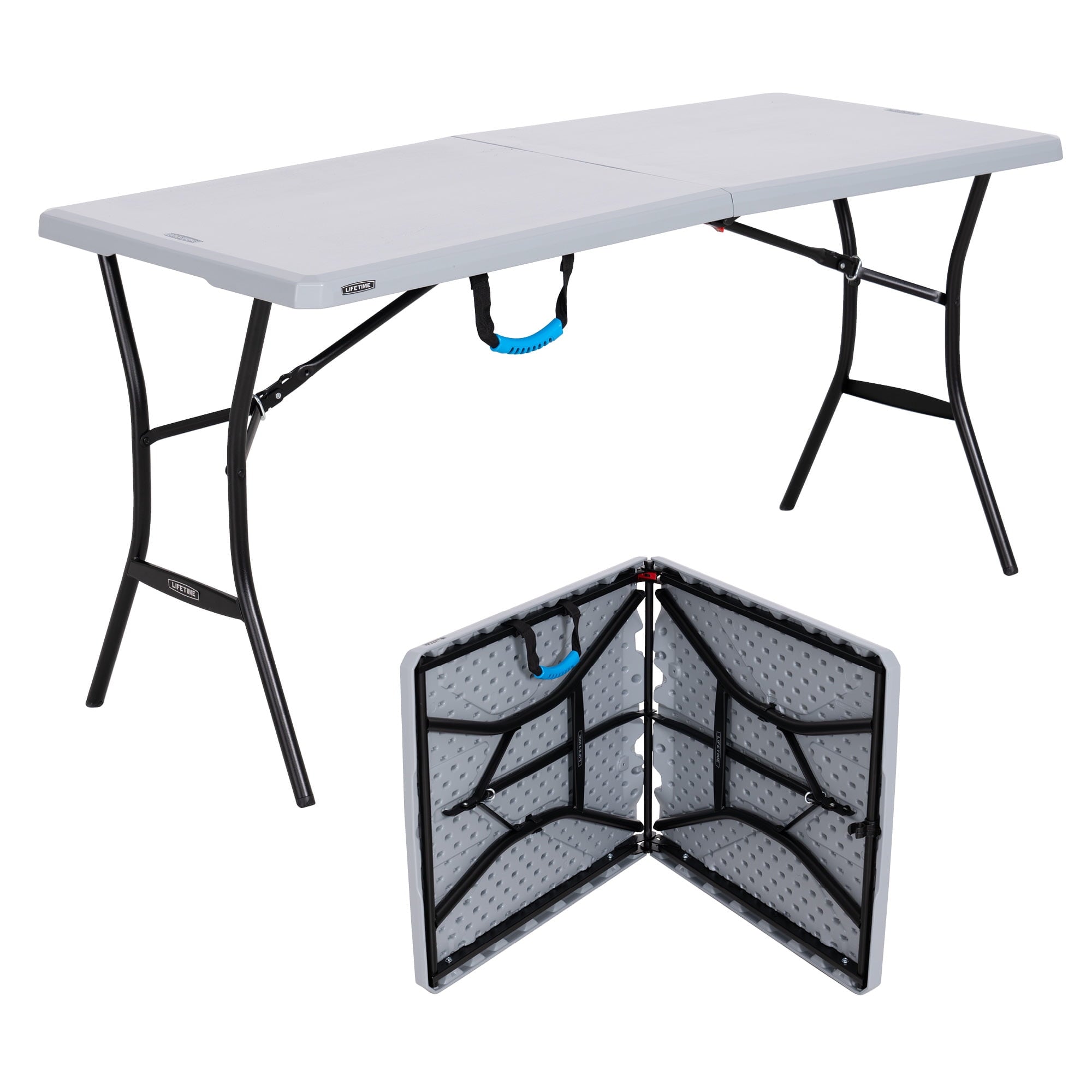 “Lifetime 5-Foot Fold-in-Half Table – Portable Indoor/Outdoor Utility Table for Camping, Events & Tailgating – Gray