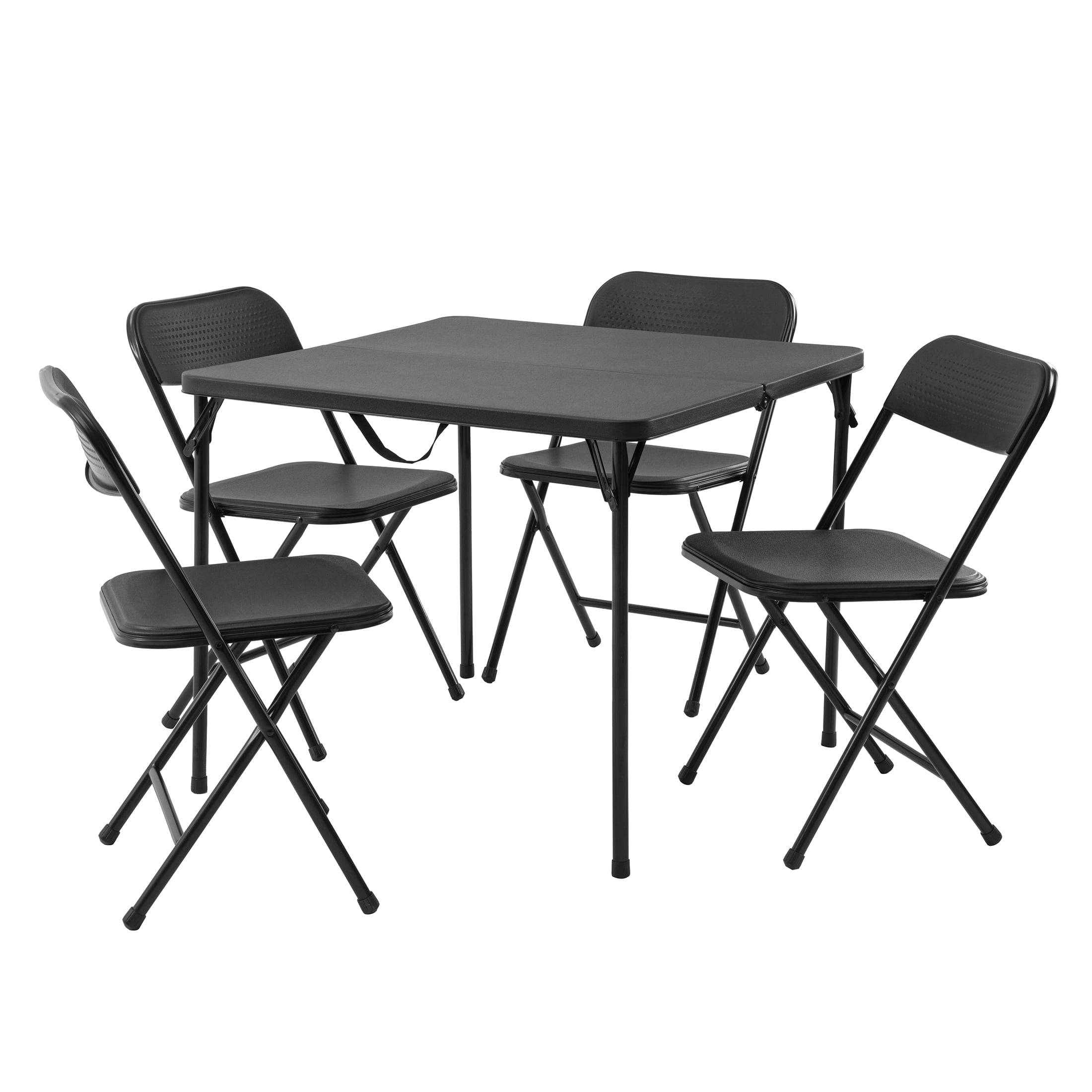 Mainstays 5-Piece 34 Square Centerfold Folding Card Table and 4 Folding Chairs Set, White