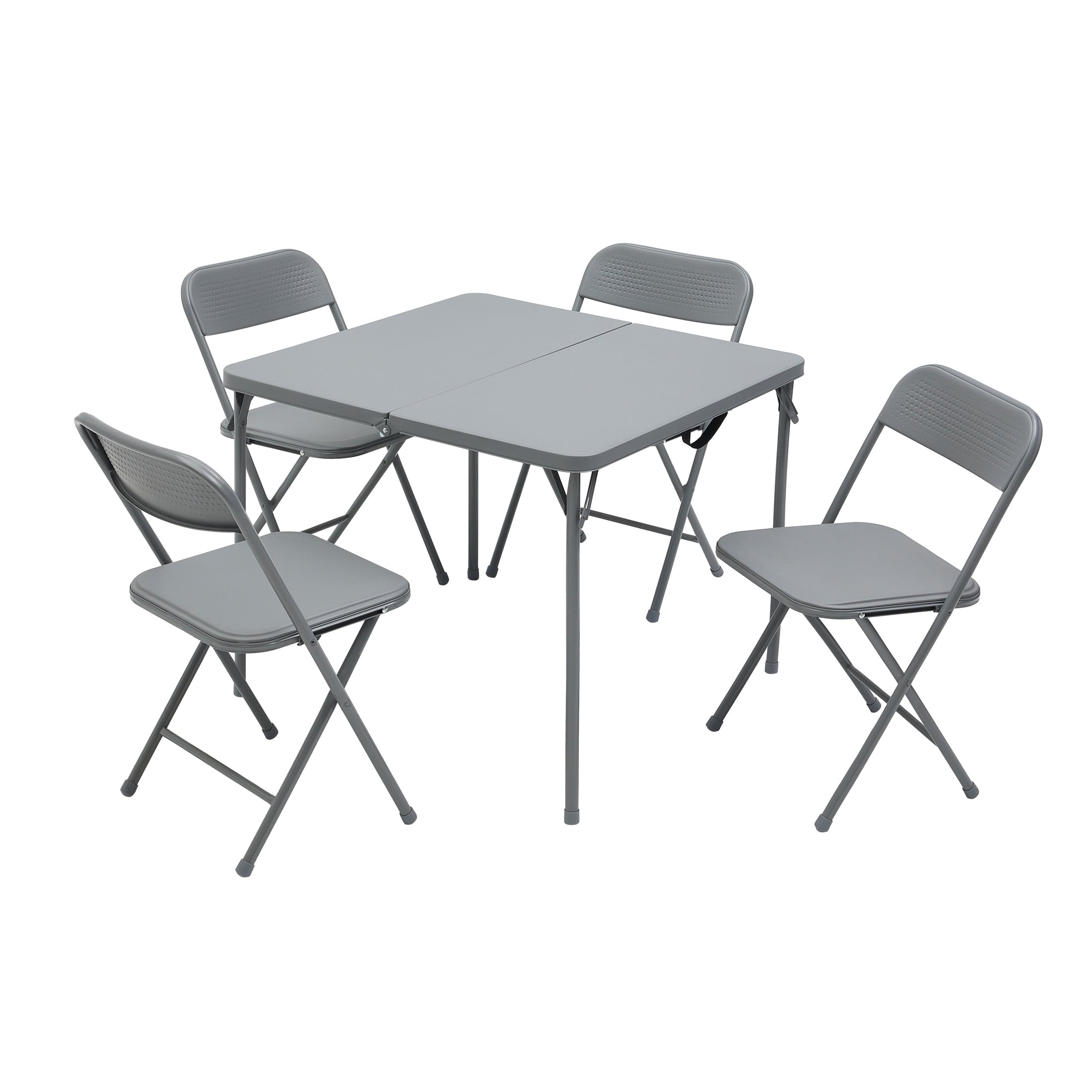 Mainstays 5-Piece 34 Square Centerfold Folding Card Table and 4 Folding Chairs Set, White