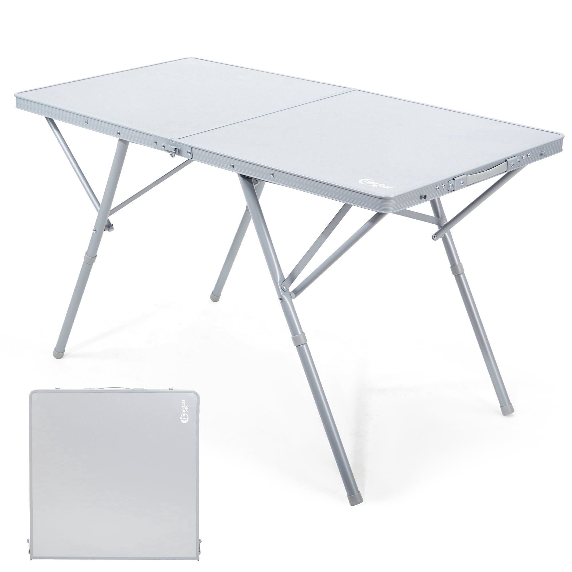 PORTAL Lightweight Folding Camping Table, Aluminum Roll Up Folding Square Table with Carry Bag for Picnic, Backyards, BBQ