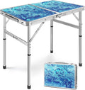 VILLEY Folding Camping Table 2FT, Adjustable Height Portable Aluminum Picnic Table with Carry Handle for Outdoor, BBQ, Beach