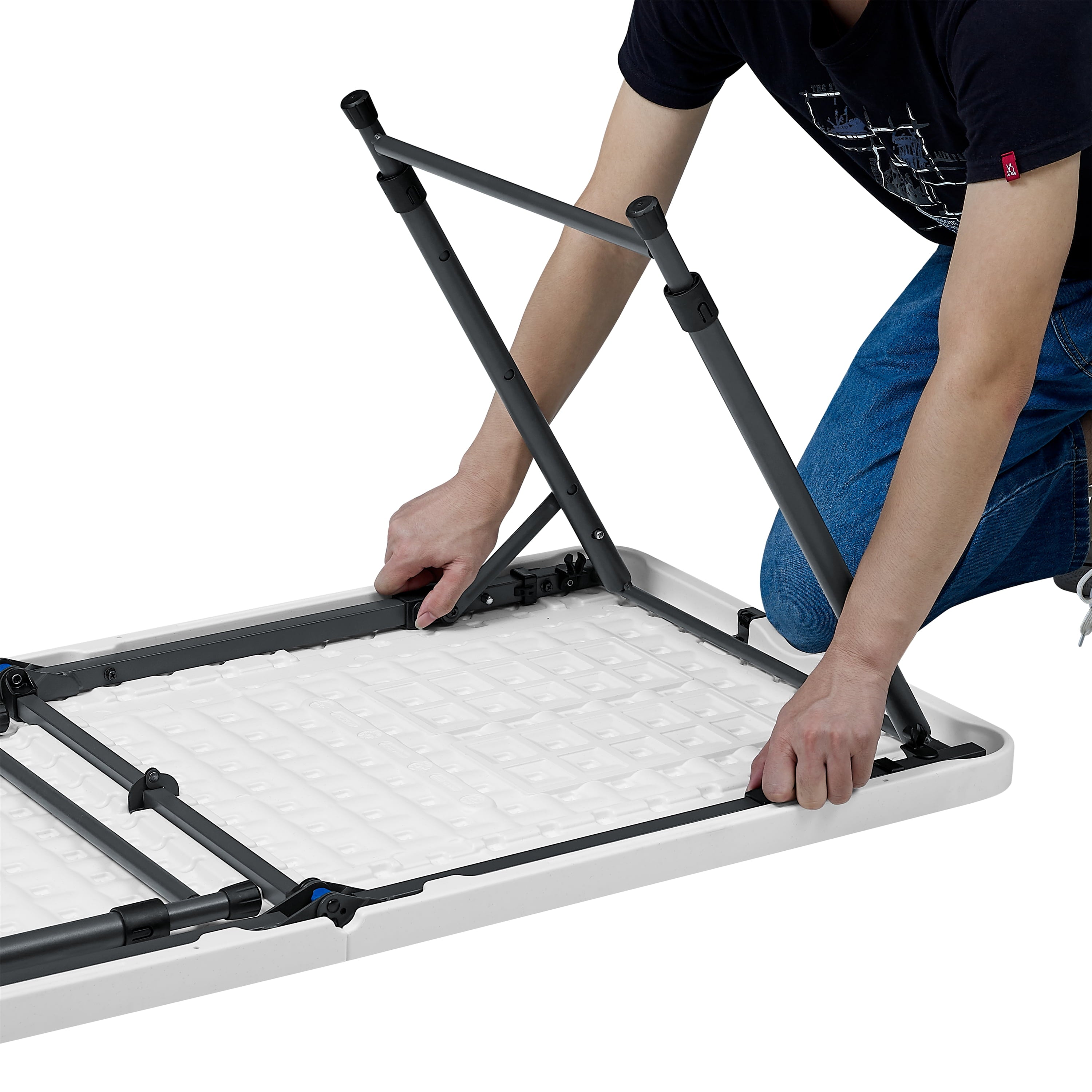 Mainstays 4' Adjustable Height Centerfold Folding Table, White