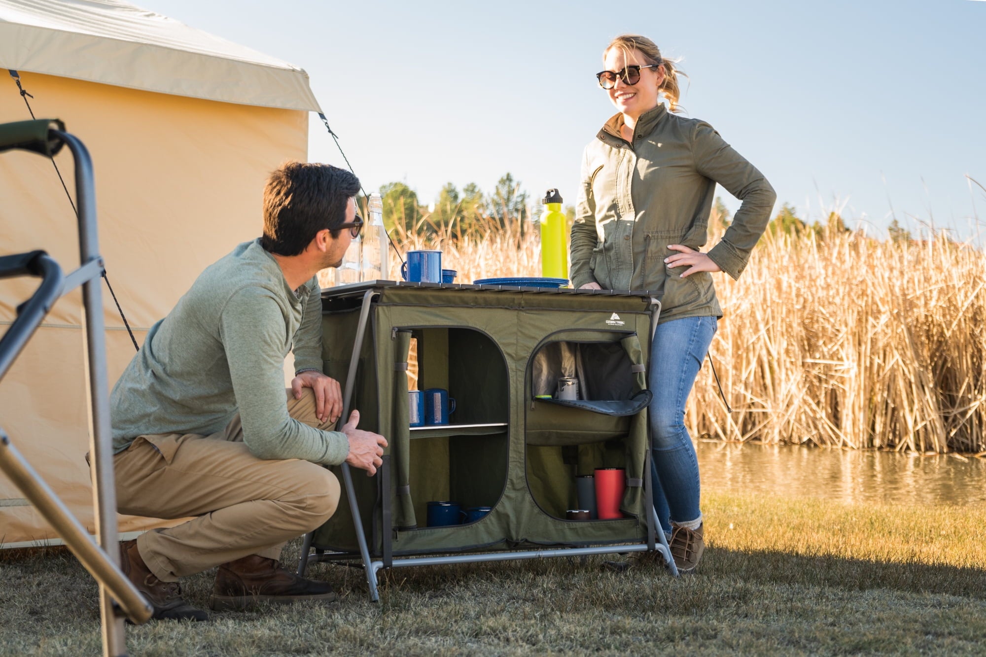 Ozark Trail Camping Table, Gray, 34.2Wx19.6Dx31.5H, New