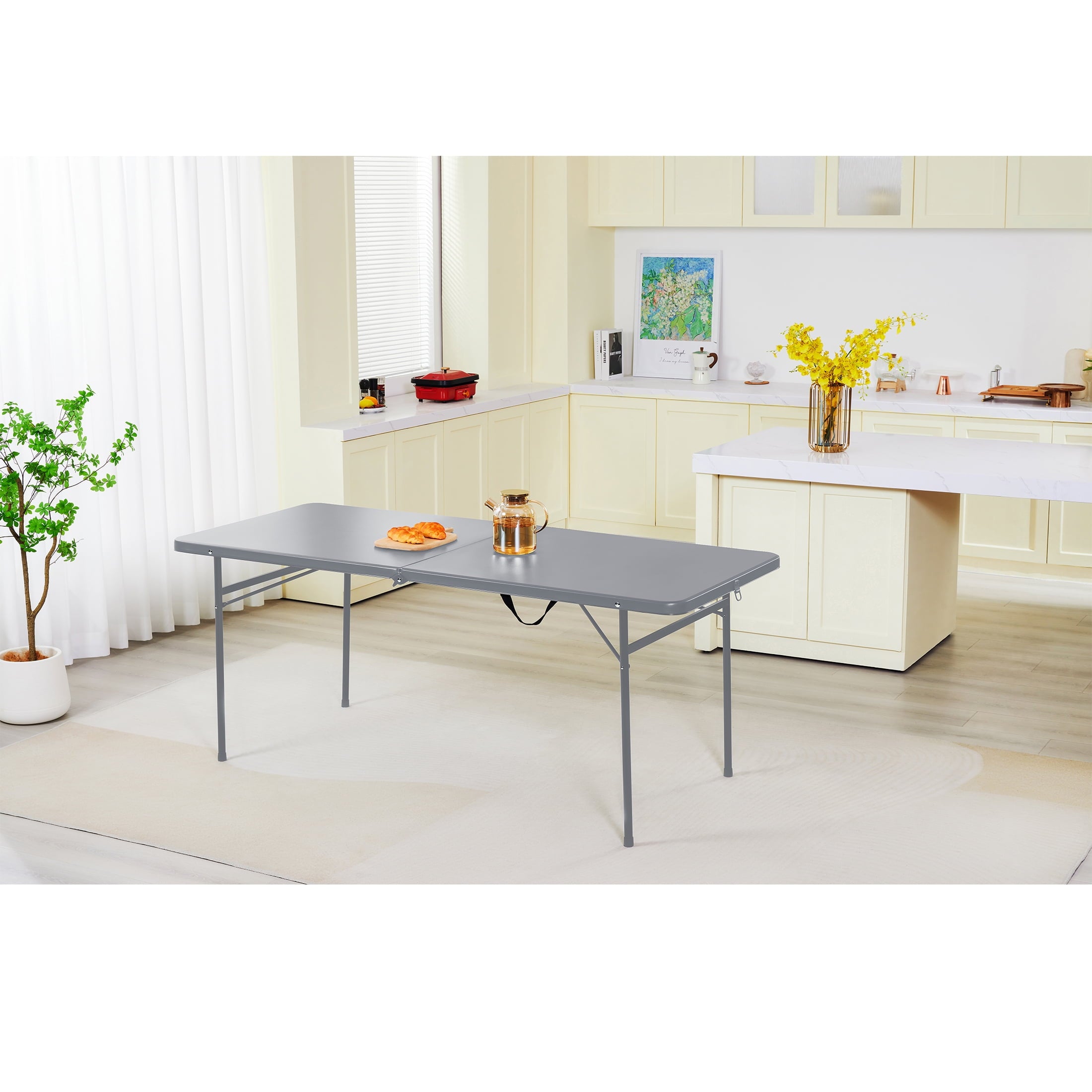 Mainstays 6' Rectangle Centerfold Folding Table, White
