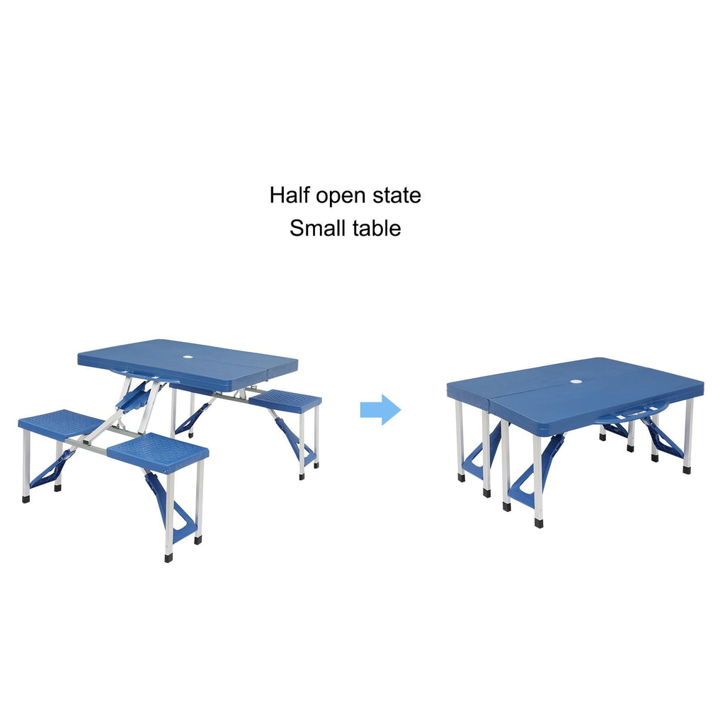 Ktaxon Portable Folding Picnic Table With 4-Person Chair Seats, Foldable Plastics Camping Table Set, Red