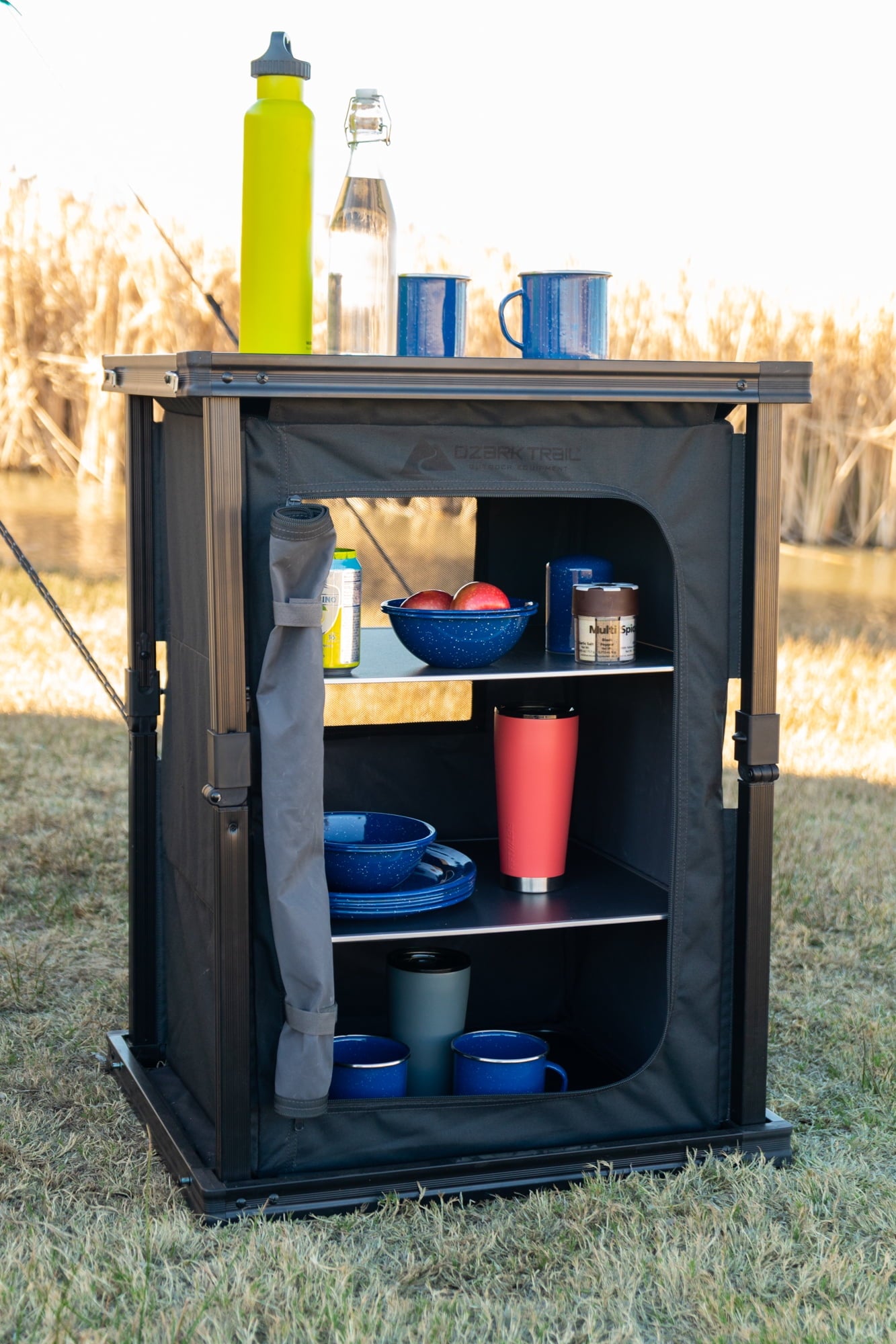 Ozark Trail Kitchen Organizer Hardtop Table, Gray, 23 x 20 x 31