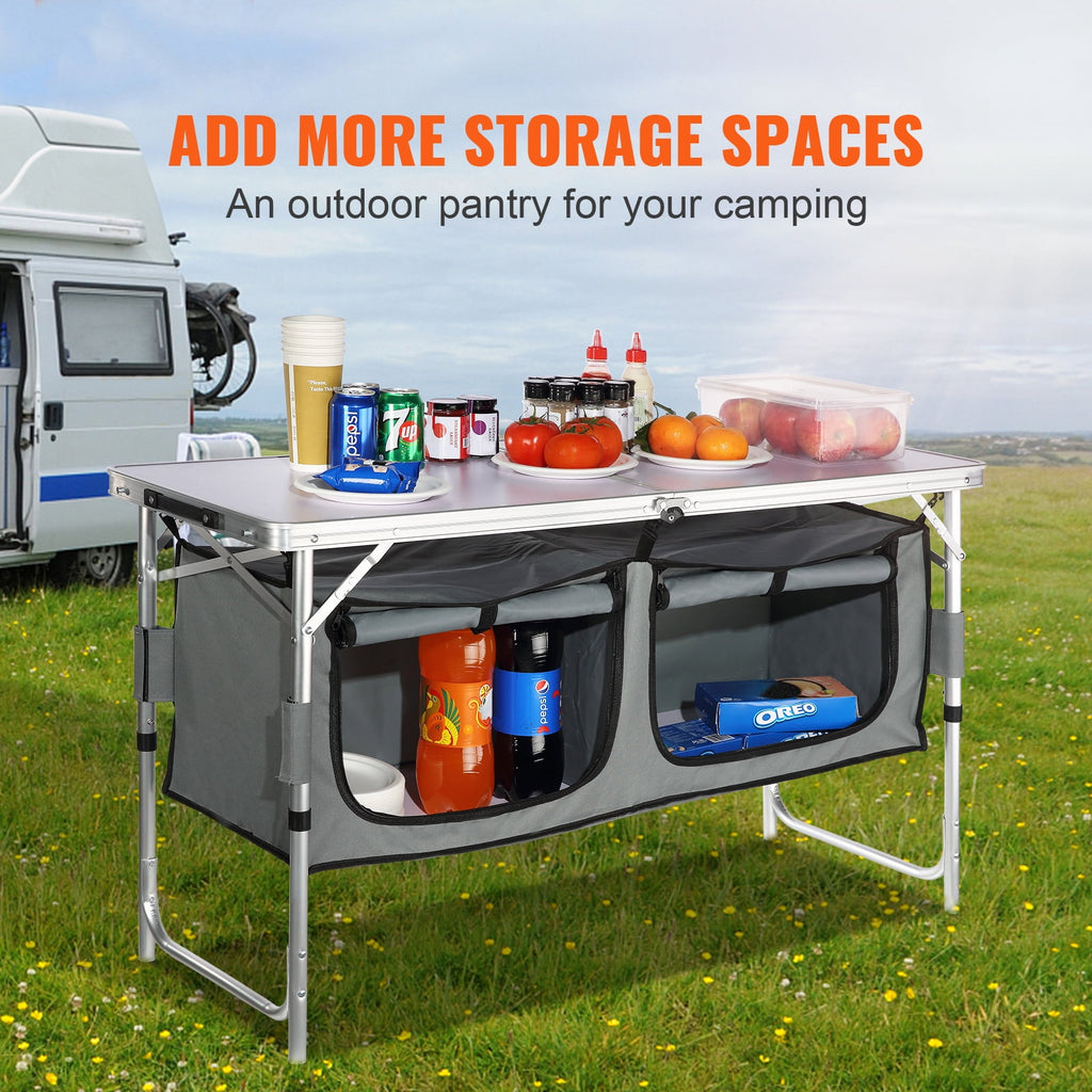 KFFKFF Portable Folding Cook Station Tables, Black