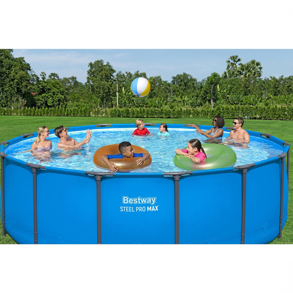 Bestway Steel Pro MAX 15' x 48 Round Above Ground Swimming Pool & Pool Ladder