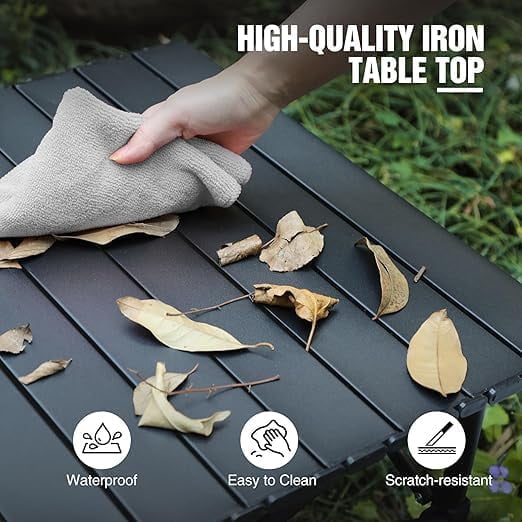 BN-LINK Folding Table Camping Table for Outdoor Barbecue Picnic Table Outdoor Table Garden Table,Lightweight with Carry Bag,47.2 L x 20.5 W x 22 H, Black