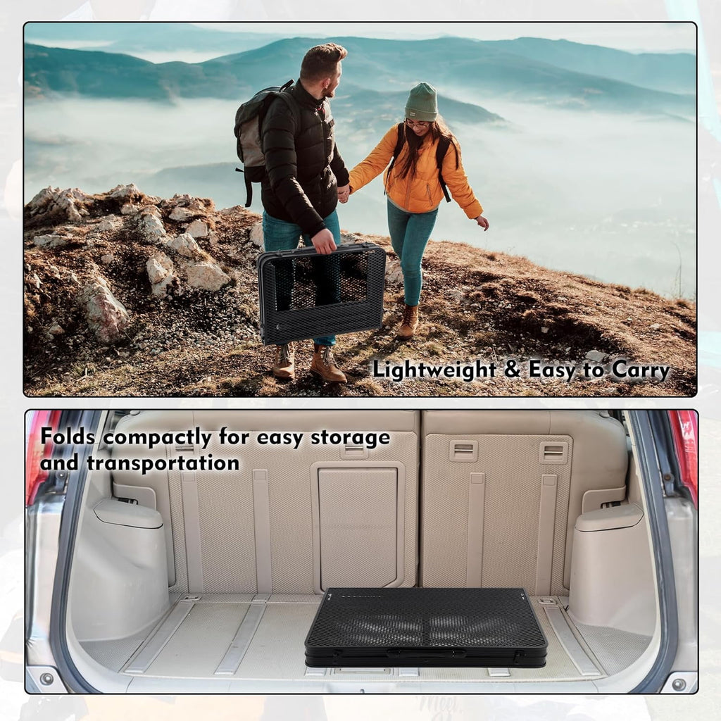 3FT Camping Folding Table with Adjustable Height(16.5/26), Black Metal Mesh Table with Carry Handle, Lightweight Portable Folding Grill Table for Camping Tailgating BBQ Picnic Indoor, up to 66 lbs