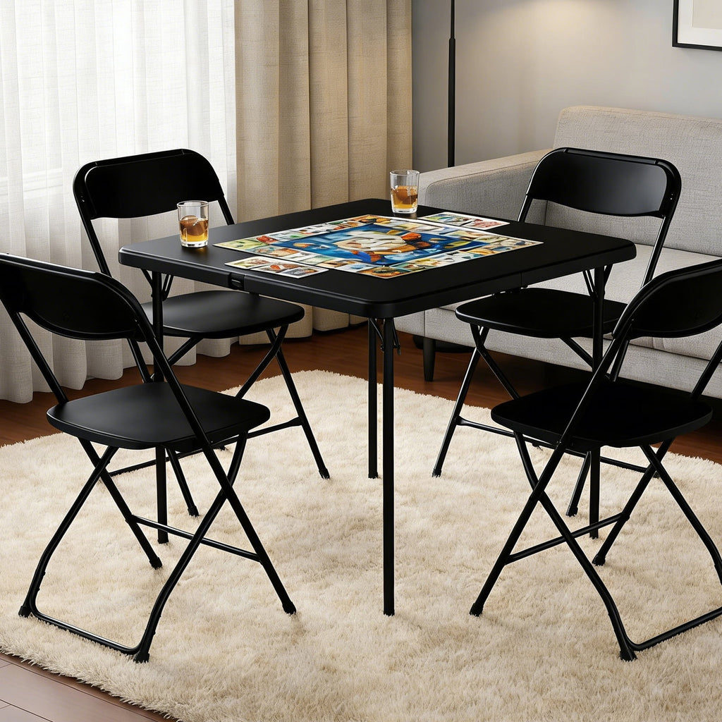 HaiCube 36-Inch Folding Table, Heavy Duty HDPE Portable Card Table, 300lb Capacity, No Assembly, Waterproof for Camping, Picnic, Party, White