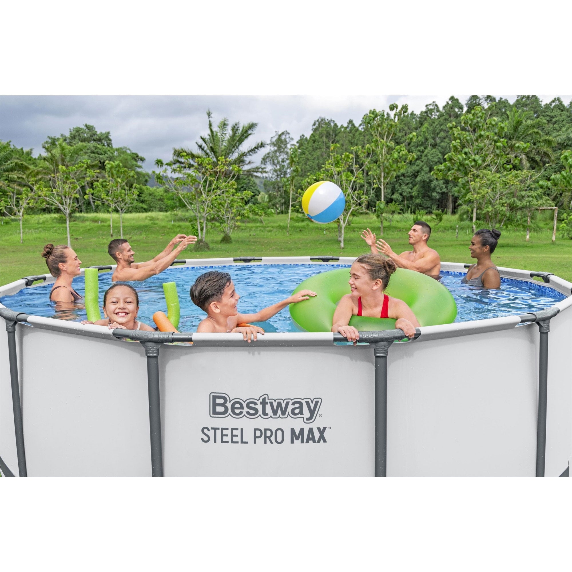 Bestway Steel Pro MAX 15'x42 Metal Frame Above Ground Pool Set w/ Pump, Ladder, & Cover