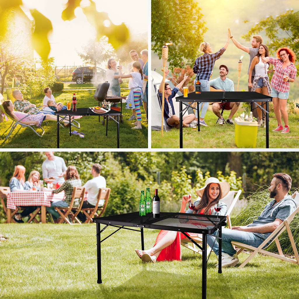 OHHANI Folding Grill Table, 3 ft Portable Outdoor Bbq Picnic Table, Easy Storage for Camping, Black