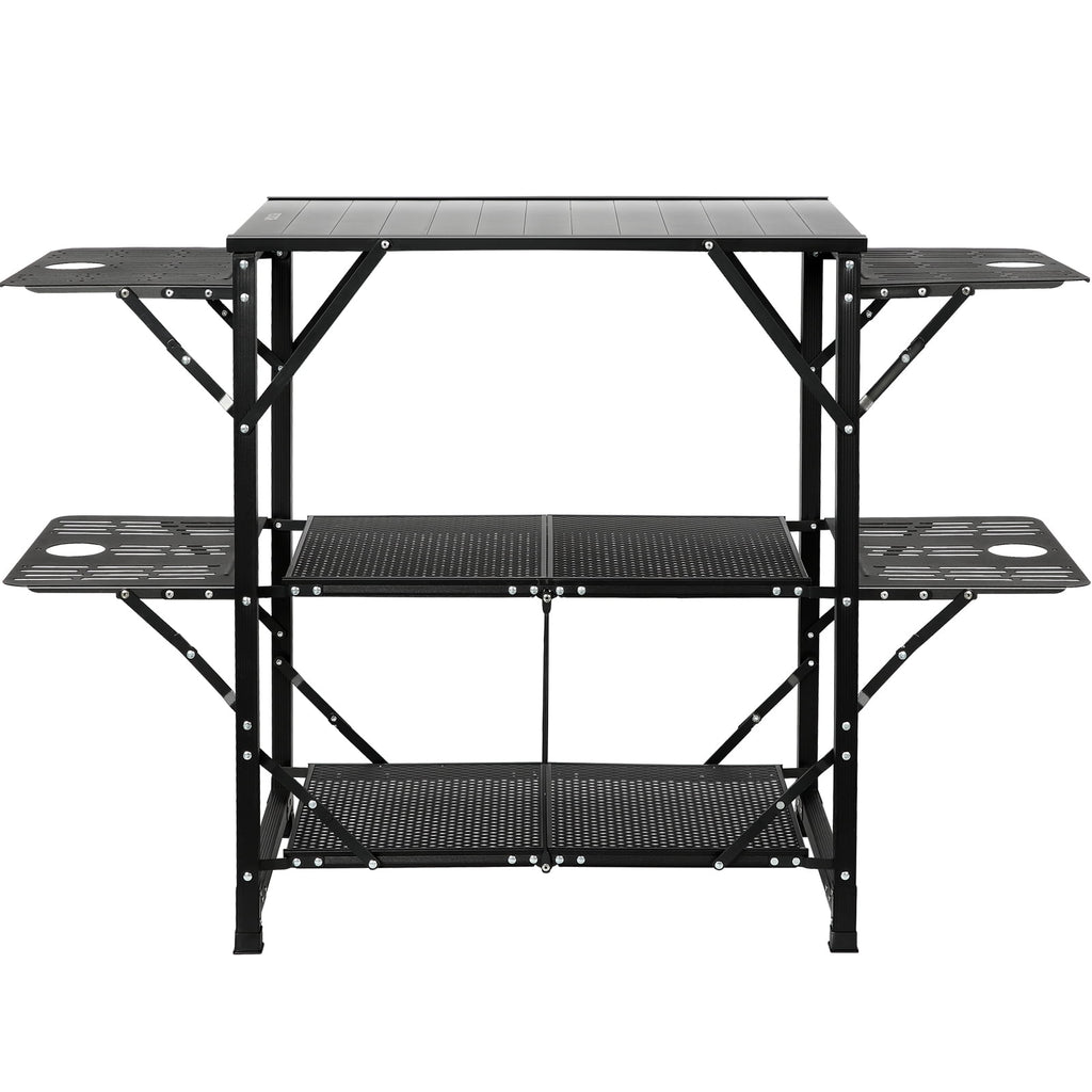 VEVOR Camping Kitchen Table, Quick set-up Folding Camping Table with A Carrying Bag, 3 Adjustable Heights, MDF Camping Table, Ideal for Outdoor Picnics, BBQs, Camping, RV Traveling