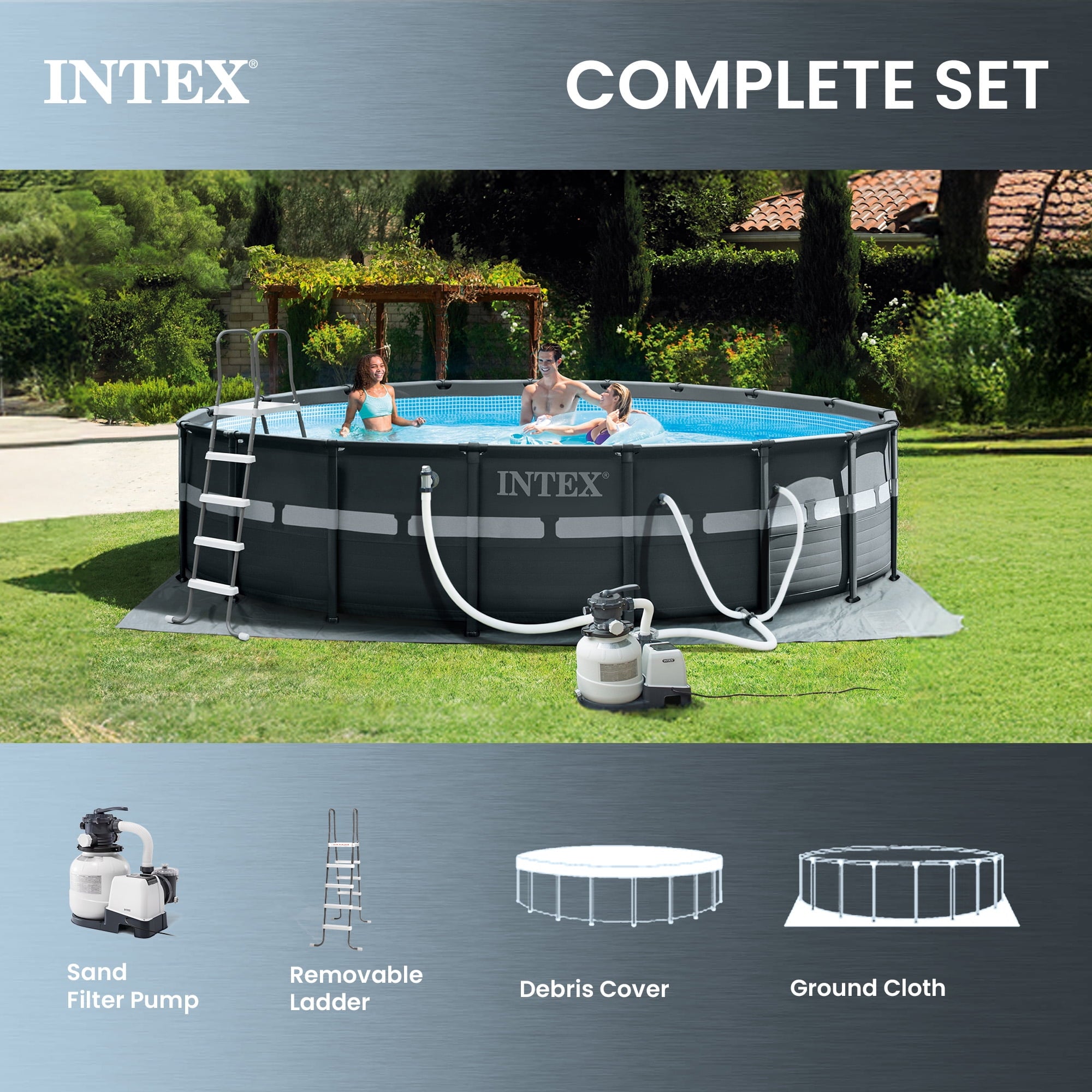 Intex Ultra XTR 24' x 52 Round Above Ground Pool & 2 Pack OptiFlow Filter Sand