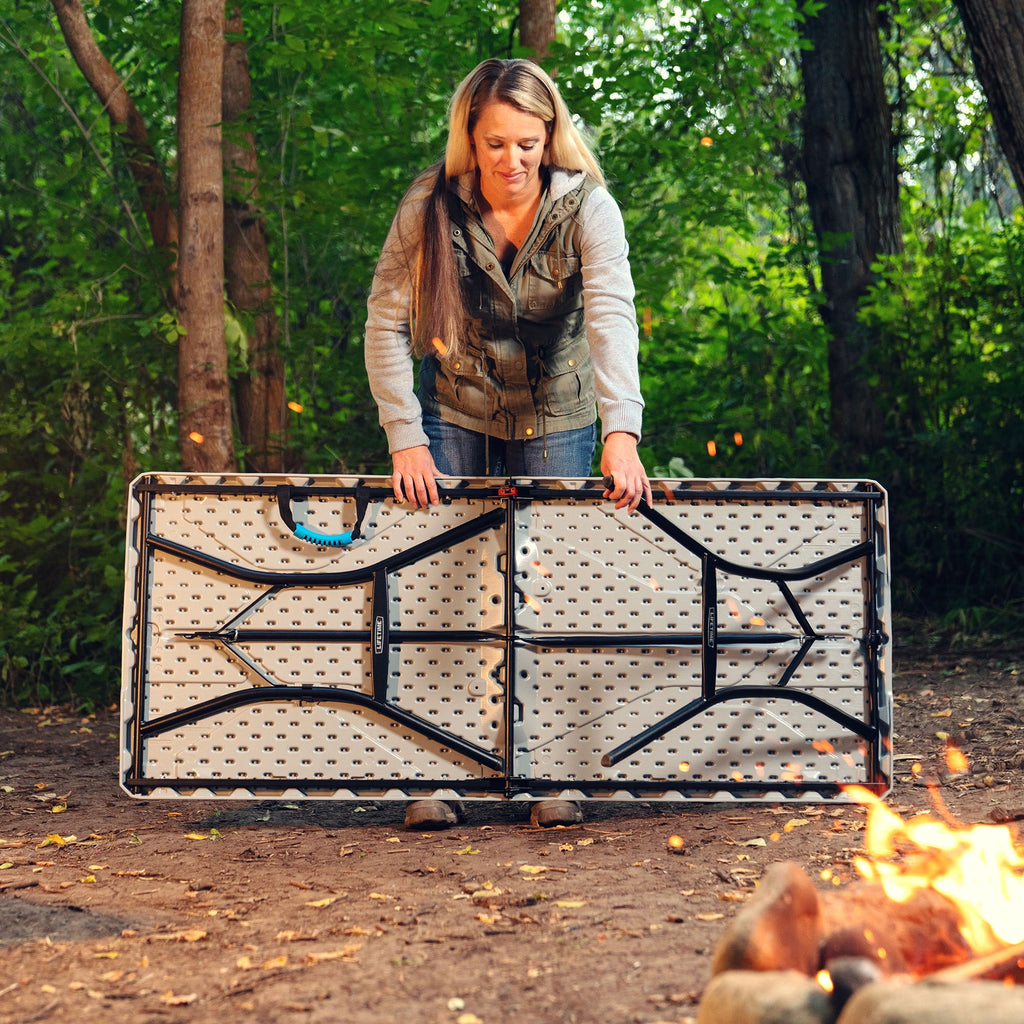 “Lifetime 5-Foot Fold-in-Half Table – Portable Indoor/Outdoor Utility Table for Camping, Events & Tailgating – Gray