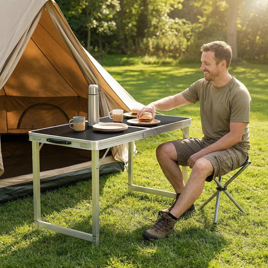 Beloadence Camping Table, Small Folding Table, Height Adjustable, for Camp, Cooking, BBQ, RV, Picnic