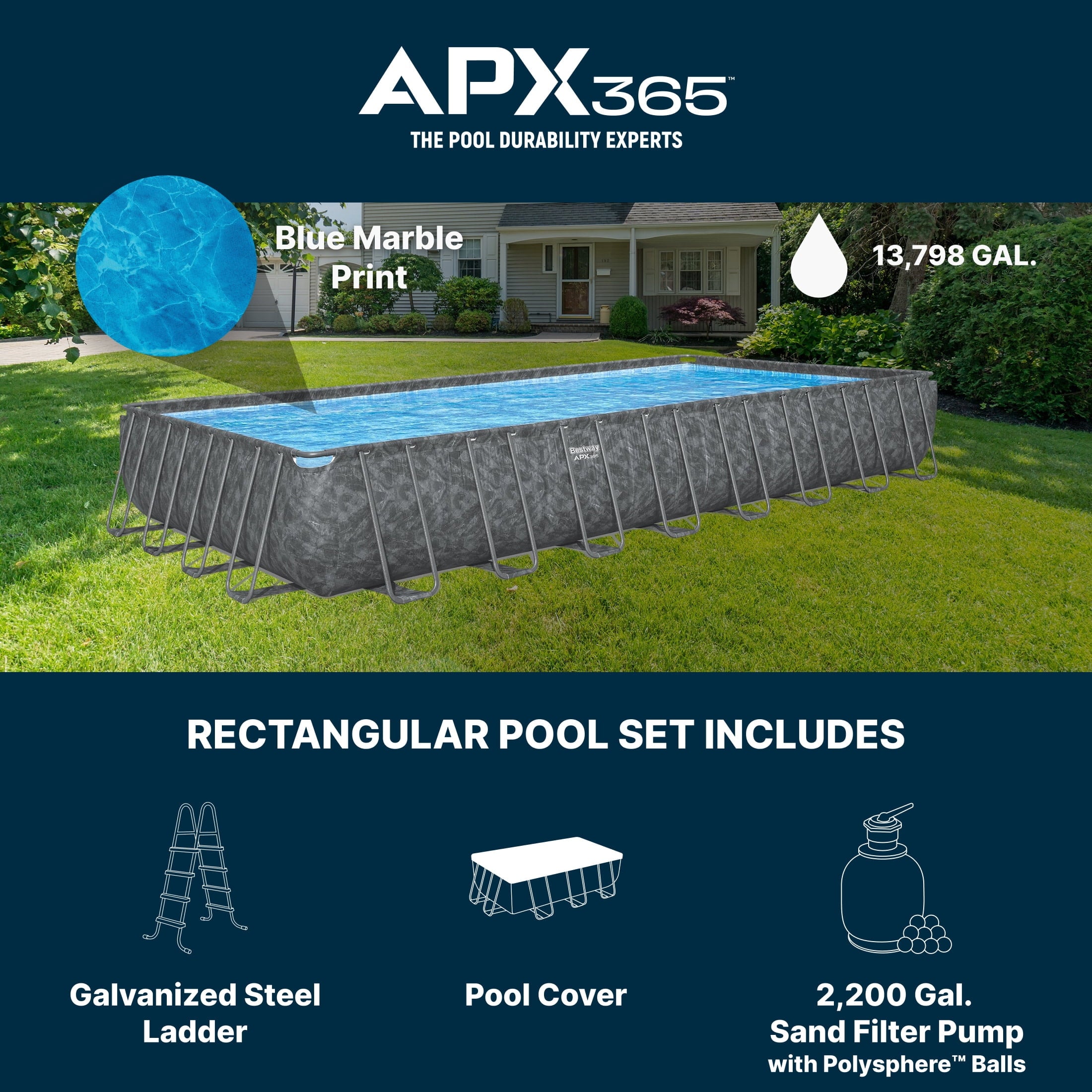 Bestway APX 365 18'x9'x52 Metal Frame Above Ground Pool Set with Sand Filter Pump