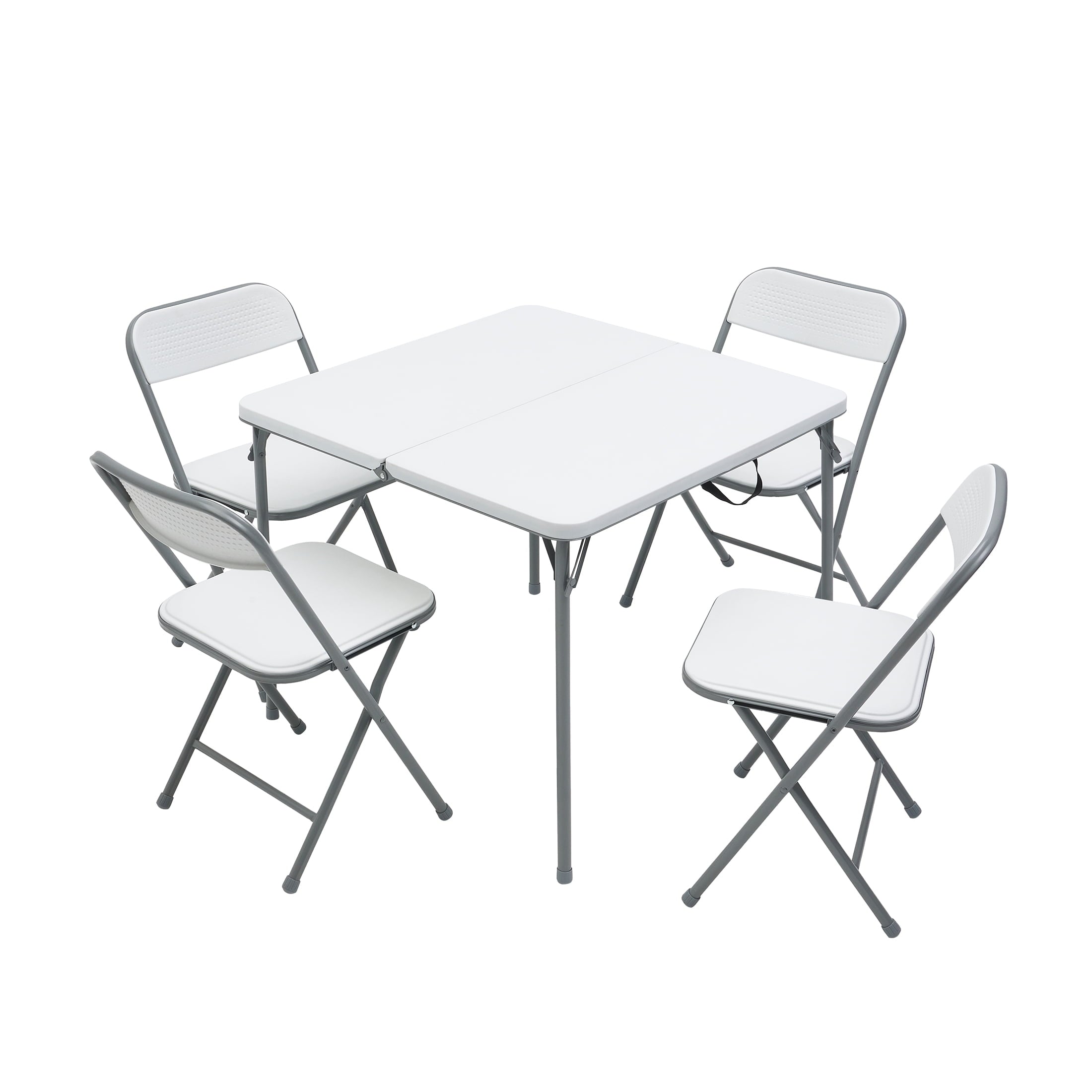 Mainstays 5-Piece 34 Square Centerfold Folding Card Table and 4 Folding Chairs Set, White