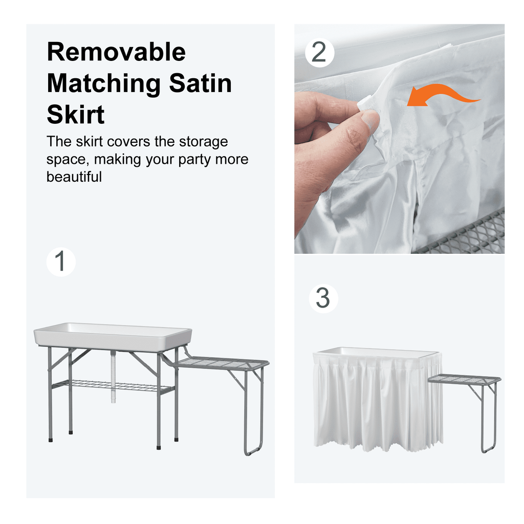 EVOKEDEN 42.5 Fish Cleaning Table w/ Sink, Folding Camping Table & Fish Cleaning Station w/ Measure Mark