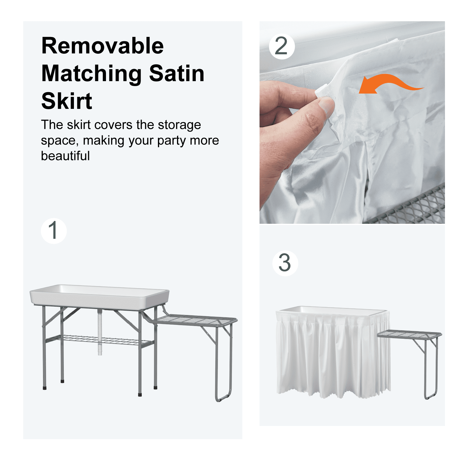 EVOKEDEN 42.5 Fish Cleaning Table w/ Sink, Folding Camping Table & Fish Cleaning Station w/ Measure Mark