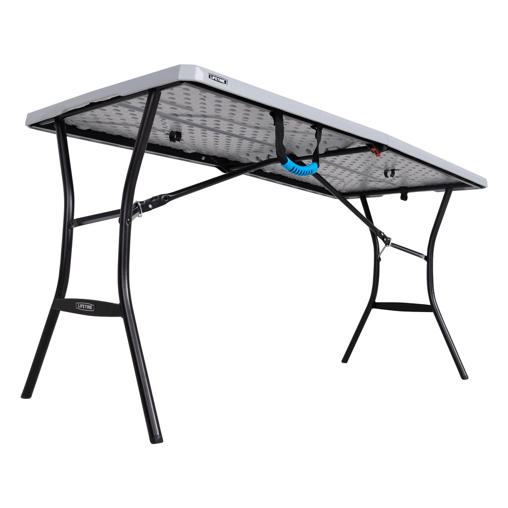 “Lifetime 5-Foot Fold-in-Half Table – Portable Indoor/Outdoor Utility Table for Camping, Events & Tailgating – Gray