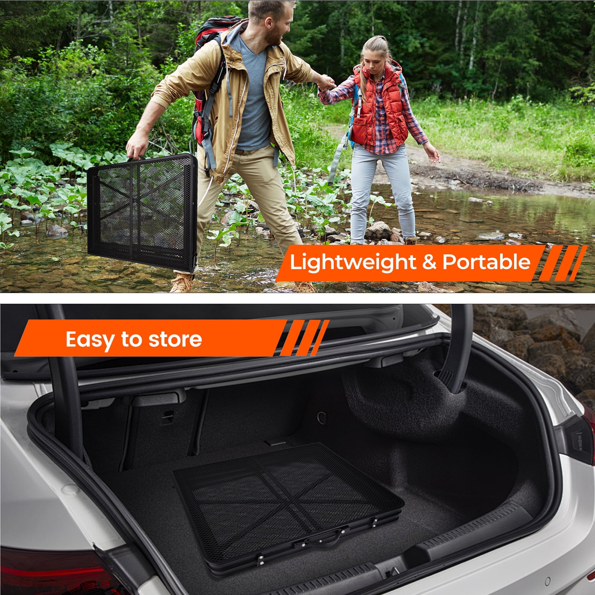 OHHANI Folding Grill Table, 3 ft Portable Outdoor Bbq Picnic Table, Easy Storage for Camping, Black